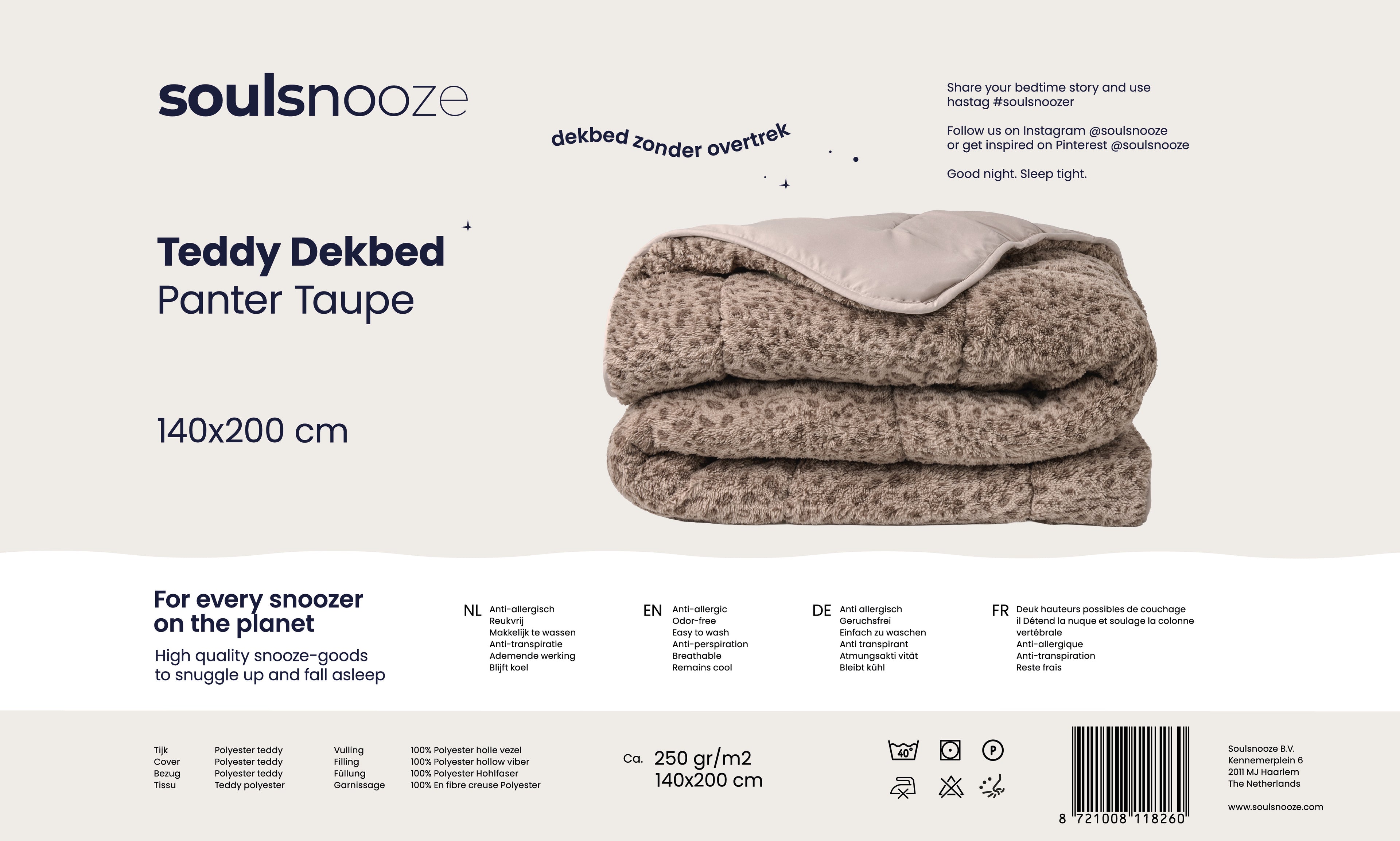 Soulsnooze Teddy Dekbed met Panter Design